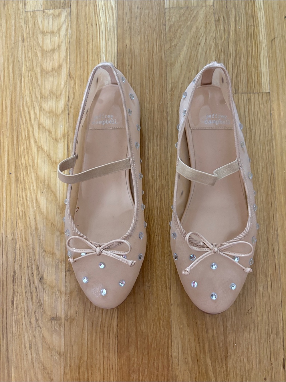 Jeffrey Campbell Blush Ballet Flats with Rhinestone Embellishments